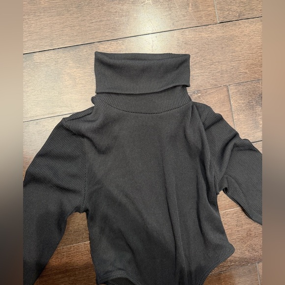 Zara Black Ribbed Turtle Neck Thong Bodysuit - Picture 4 of 6